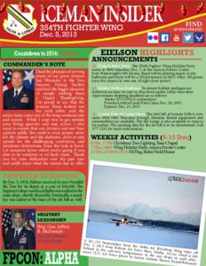 ICEMAN INSIDER 354TH FIGHTER WING Dec. 5, 2013 EIELSON HIGHLIGHTS