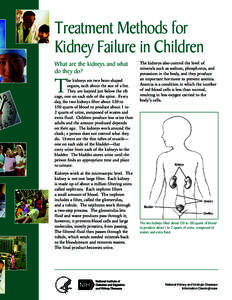Treatment Methods for Kidney Failure in Children What are the kidneys and what do they do?  T