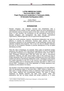 Spanish-speaking countries / Central America / Atlantic Ocean / Hurricane Mitch / Honduras / Nicaragua / Emergency management / Multilateral Investment Fund / Hurricane Felix / Americas / Member states of the United Nations / Republics