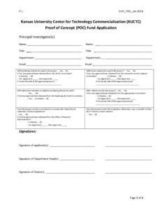 P.I.:  KUIC_POC_Jan 2014 Kansas University Center for Technology Commercialization (KUCTC) Proof of Concept (POC) Fund Application