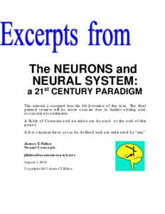 The NEURONS and NEURAL SYSTEM: st  a 21 CENTURY PARADIGM