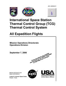 JSCE1  International Space Station Thermal Control Group (TCG) Thermal Control System All Expedition Flights