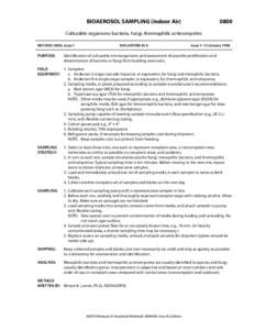 NMAM 0800: BIOAEROSOL SAMPLING (Indoor Air)