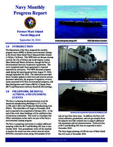 Navy Monthly Progress Report Former Mare Island Naval Shipyard September 30, 2010