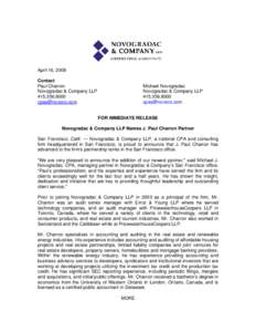 April 16, 2008 Contact Paul Charron Novogradac & Company LLP[removed]removed]