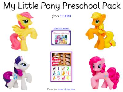 My Little Pony Preschool Pack from 1+1+1=1 Digital Easy Reader…  Please see terms of use here.