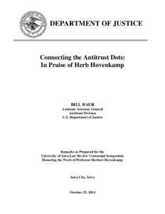 Connecting the Antitrust Dots : In Praise of Herb Hovenkamp