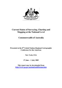 Country Report  Current Status of Surveying, Charting and Mapping at the National Level Commonwealth of Australia