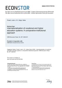 SP I[removed]Internationalization of Vocational and Higher Education Systems – A Comparative-Institutional Approach