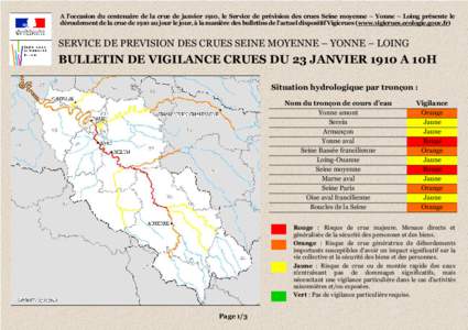 A l’occasion du centenaire de la crue de janvier 1910, le Service de prévision des crues Seine moyenne – Yonne – Loing présente le déroulement de la crue de 1910 au jour le jour, à la manière des bulletins de 