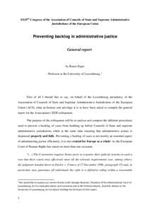 XXII ème colloque de l’Association des Conseils d’Etat et des juridictions administratives suprêmes de l’Union européenne : La prévention de l’arriéré dans la justice administrative