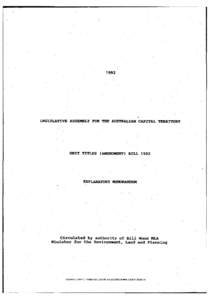 1992  LEGISLATIVE ASSEMBLY FOR THE AUSTRALIAN CAPITAL TERRITORY UNIT TITLES (AMENDMENT) BILL 1992