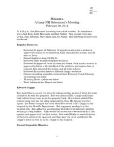JR____ KR____ RN____ Minutes Albany NH Selectmen’s Meeting