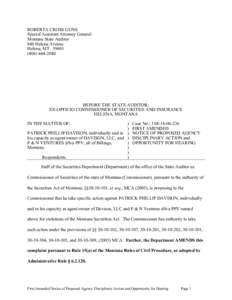 ROBERTA CROSS GUNS Special Assistant Attorney General Montana State Auditor 840 Helena Avenue Helena, MT[removed]2040