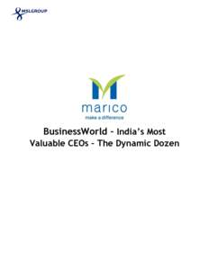 BusinessWorld – India’s Most Valuable CEOs – The Dynamic Dozen 