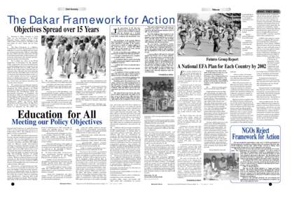 Civil Society  Tribune The Dakar Framework for Action Objectives Spread over 15 Years