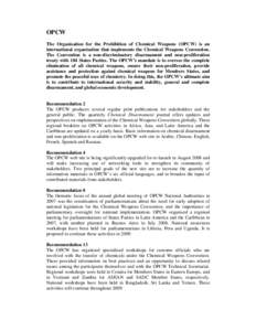 Microsoft Word - The Organisation for the Prohibition of Chemical Weapons-for the UN 27 June 2008-final.doc