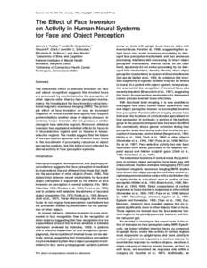 Neuron, Vol. 22, 189–199, January, 1999, Copyright 1999 by Cell Press  The Effect of Face Inversion on Activity in Human Neural Systems for Face and Object Perception James V. Haxby,*‡ Leslie G. Ungerleider,*