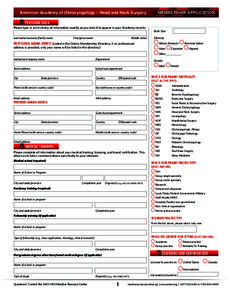 American Academy of Otolaryngology – Head and Neck Surgery  MEMBERSHIP APPLICATION PERSONAL DATA