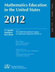 Written for  The Twelfth International Congress on Mathematical Education (ICME-12)  by