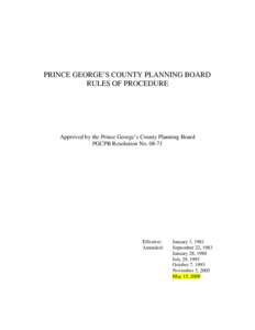 PRINCE GEORGE’S COUNTY PLANNING BOARD