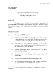 CB[removed])  For Information 26 April 2002 Legislative Council Panel on Transport Dualling of Hang Hau Road