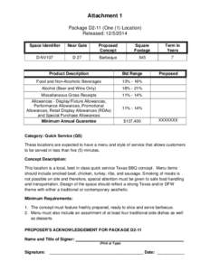 Attachment 1 Package D2-11 (One (1) Location) Released: Space Identifier  Near Gate