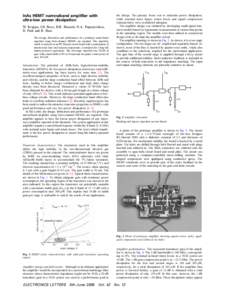 InAs HEMT narrowband ampliﬁer with ultra-low power dissipation W. Kruppa, J.B. Boos, B.R. Bennett, N.A. Papanicolaou, D. Park and R. Bass The design, fabrication and performance of a prototype narrowband ampliﬁer usi