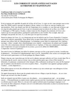 Document sans titre  LES CORSES ET LES PLANTES SAUVAGES AUTREFOIS ET MAINTENANT Conférence faite à Cervioni le 3 avril 1981 Par Mme MARCELLE CONRAD