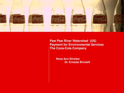 Paw Paw River Watershed (US) Payment for Environmental Services The Coca-Cola Company Rena Ann Stricker Dr. Ernesto Brovelli