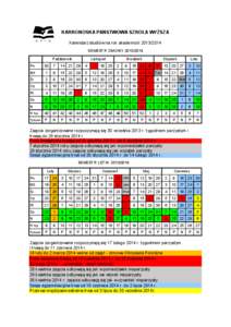 KARKONOSKA PAŃSTWOWA SZKOŁA WYŻSZA Kalendarz studiów na rok akademicki[removed]SEMESTR ZIMOWY[removed]Październik  Listopad