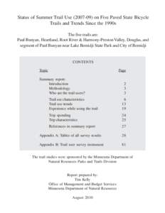 Status of Summer Trail Use[removed]on Five Paved State Bicycle Trails and Trends Since the 1990s