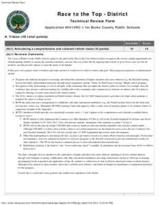 Technical Review Form  Race to the Top - District Technical Review Form Application #0412NC-1 for Burke County Public Schools A. Vision (40 total points)