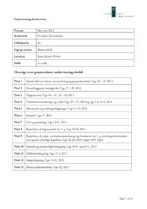 Undervisningsbeskrivelse  Termin Maj/juni 2015