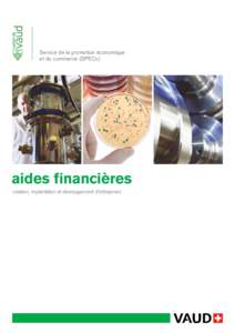 Service de la promotion économique et du commerce (SPECo) aides financières création, implantation et développement d’entreprises