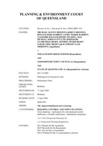 PLANNING & ENVIRONMENT COURT OF QUEENSLAND CITATION: Beeston & Ors v. Raymond & AnorQPEC 012