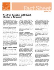 Menstrual Regulation and Induced Abortion in Bangladesh