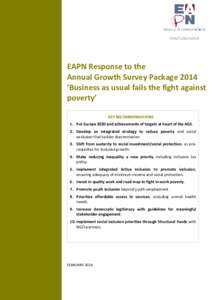 POSITION PAPER  EAPN Response to the Annual Growth Survey Package 2014 ‘Business as usual fails the fight against poverty’