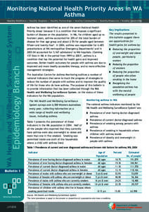 Monitoring National Health Priority Areas in WA Asthma Epidemiology Branch  WA Health and Wellbeing Surveillance System