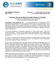 FOR IMMEDIATE RELEASE: May 17, 2013 CONTACTS: Jae Miller, IDOT[removed]Jim Pinkerton, INDOT[removed]