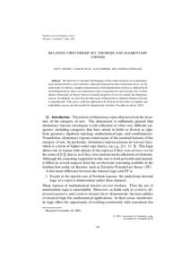 The Bulletin of Symbolic Logic Volume 13, Number 3, Sept[removed]RELATING FIRST-ORDER SET THEORIES AND ELEMENTARY TOPOSES