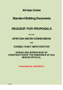 African Union Standard Bidding Documents REQUEST FOR PROPOSALS BY THE  AFRI CAN UNI ON COM M I SSI ON