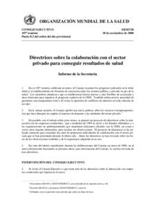 ORGANIZACIÓN MUNDIAL DE LA SALUD CONSEJO EJECUTIVO 107ª reunión Punto 8.3 del orden del día provisional  EB107/20