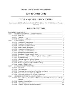 Washoe Tribe of Nevada and California  Law & Order Code ______________________________________________________________________________