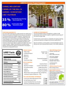 LEED for Homes Project Snapshot  CARMEL MID-CENTURY CARMEL-BY-THE-SEA, CA CARVER + SCHICKETANZ LEED PLATINUM