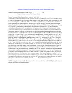 Southern Campaign American Revolution Pension Statements & Rosters Pension Application of Richard Cooper S39357 Transcribed and annotated by C. Leon Harris VA