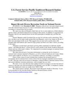 U.S. Forest Service Pacific Southwest Research Station CALIFORNIA-ALBANY-ARCATA-DAVIS-FRESNO-PLACERVILLE-REDDING-RIVERSIDE HAWAII-HILO SCIENCE YOU CAN USE http://www.fs.fed.us/psw/