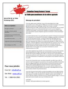 Microsoft Word - Spring 2011 Newsletter_Canadian Young Farmers Forum_FRENCH