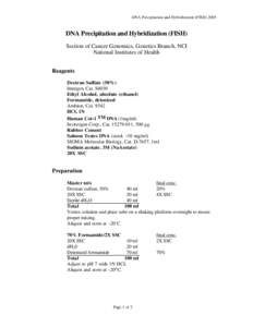 Cytogenetics / Cot-1 / Formamide / Hybridization probe / Ethanol / Comparative genomic hybridization / Southern blot / Biology / Chemistry / Molecular biology