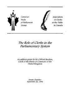 The Role of Clerks in the Parliamentary System